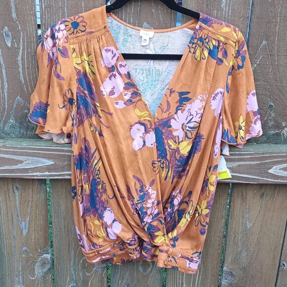 Anthropologie TINY Floral Wrap Front Blouse Top Sz. M - Picture 1 of 2